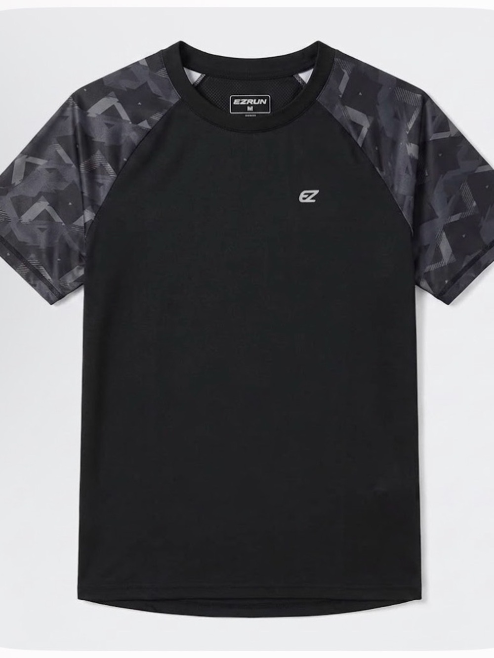 EZRUN Athletic Short Sleeve Shirt, Men’s M, Black Gray